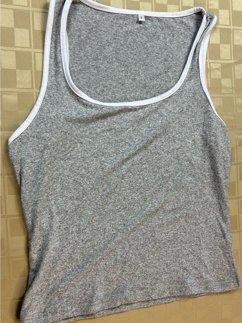 Activewear Cropped Tank Pant Set  | Heather Grey | Large | Vwaist Flared Bottoms